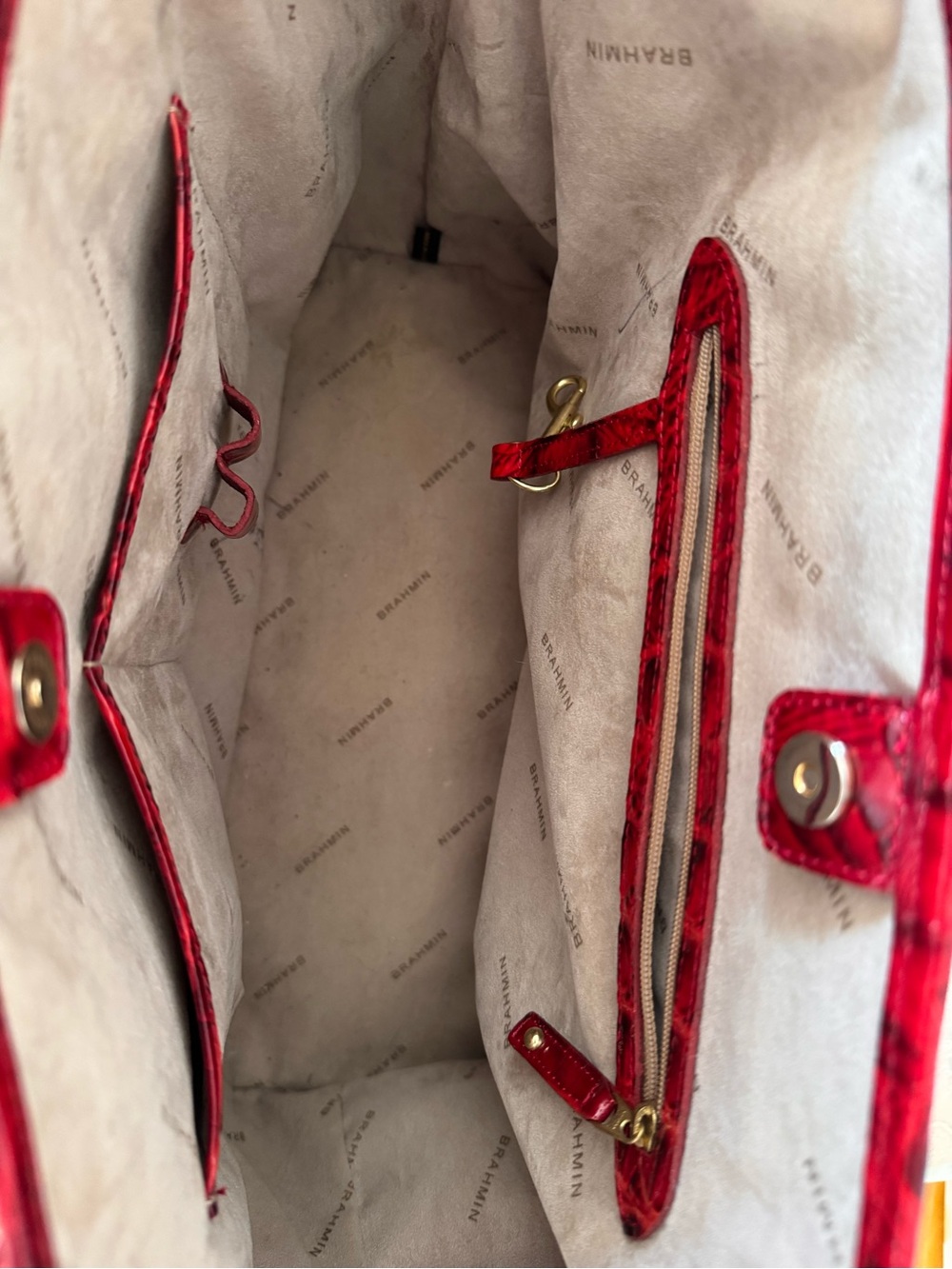 Brahmin Ruby Red Croc-Embossed Leather Tote - Picture 6 of 10